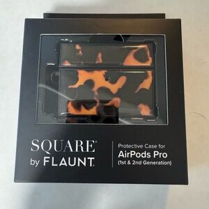 Flaunt Square Black and Orange Protective Case for AirPods Pro